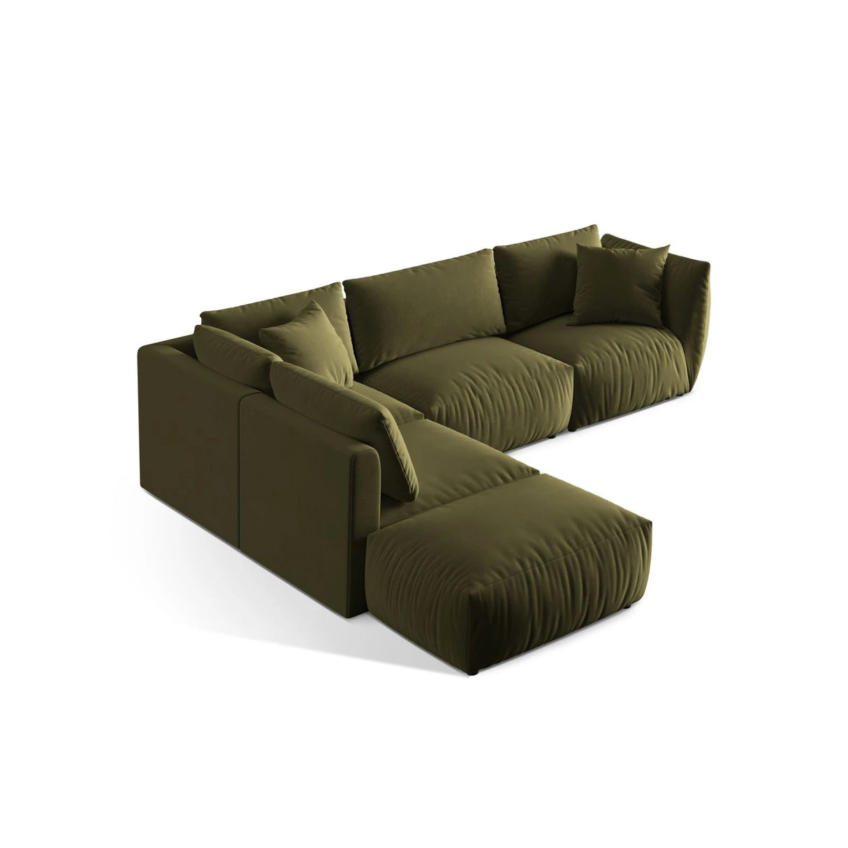 Chris 6-Sitzer Ecksofa offen, Links, in Leinenoptik aus Samt (CasFor) in Light Green, 295x290 cm – Bild 4