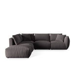 Chris 6-Sitzer Ecksofa offen, Links, in Leinenoptik aus Samt (CasGraph) in Dunkelgrau, 295x290 cm – Bild 1