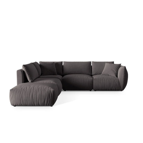 Chris 6-Sitzer Ecksofa offen, Links, in Leinenoptik aus Samt (CasGraph) in Dunkelgrau, 295x290 cm – Bild 1