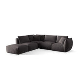 Chris 6-Sitzer Ecksofa offen, Links, in Leinenoptik aus Samt (CasGraph) in Dunkelgrau, 295x290 cm – Bild 3