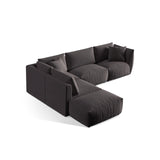 Chris 6-Sitzer Ecksofa offen, Links, in Leinenoptik aus Samt (CasGraph) in Dunkelgrau, 295x290 cm – Bild 4