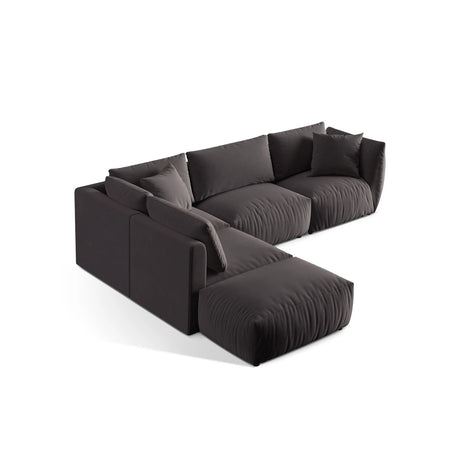 Chris 6-Sitzer Ecksofa offen, Links, in Leinenoptik aus Samt (CasGraph) in Dunkelgrau, 295x290 cm – Bild 4