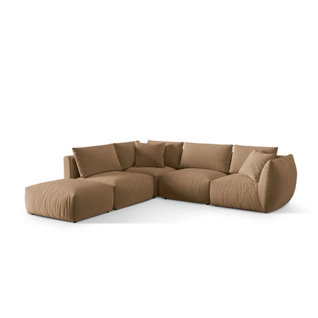 Chris 6-Sitzer Ecksofa offen, Links, in Leinenoptik aus Samt (CasLio) in Sand, 295x290 cm – Bild 3