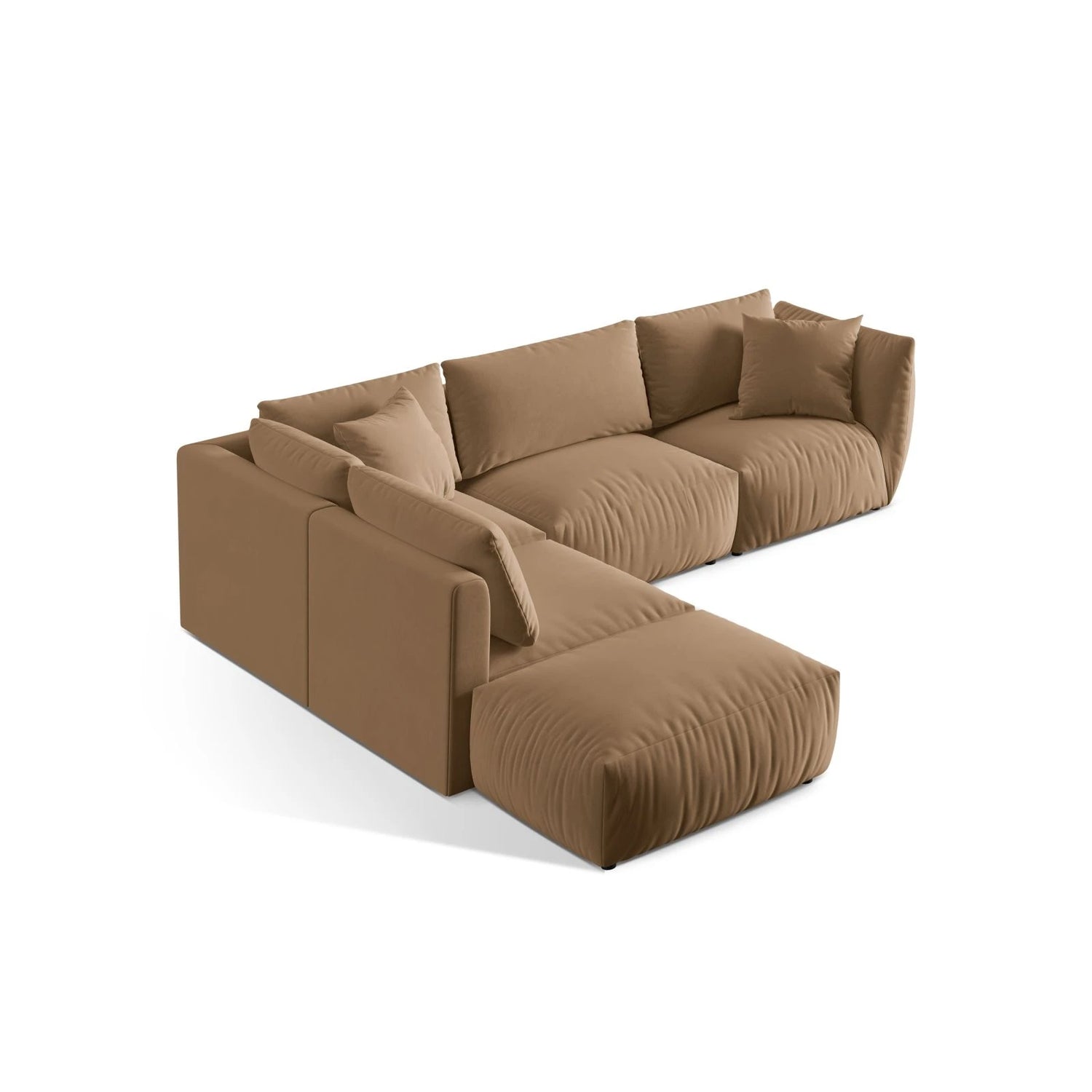 Chris 6-Sitzer Ecksofa offen, Links, in Leinenoptik aus Samt (CasLio) in Sand, 295x290 cm – Bild 4