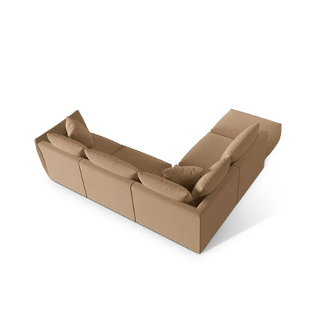 Chris 6-Sitzer Ecksofa offen, Links, in Leinenoptik aus Samt (CasLio) in Sand, 295x290 cm – Bild 5