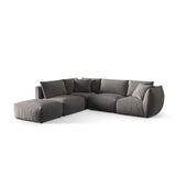 Chris 6-Sitzer Ecksofa offen, Links, in Leinenoptik aus Samt (CasSto) in Grau, 295x290 cm – Bild 3