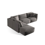 Chris 6-Sitzer Ecksofa offen, Links, in Leinenoptik aus Samt (CasSto) in Grau, 295x290 cm – Bild 4