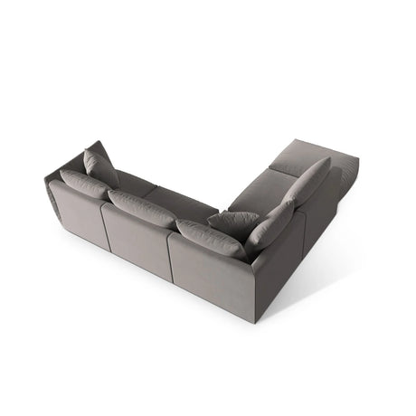 Chris 6-Sitzer Ecksofa offen, Links, in Leinenoptik aus Samt (CasSto) in Grau, 295x290 cm – Bild 5