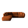 Chris 6-Sitzer Ecksofa offen, Links, in Leinenoptik aus Samt (CasTerr) in Terrakotta, 295x290 cm – Bild 1