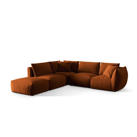 Chris 6-Sitzer Ecksofa offen, Links, in Leinenoptik aus Samt (CasTerr) in Terrakotta, 295x290 cm – Bild 3