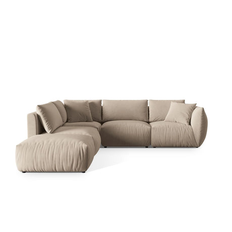 Chris 6-Sitzer Ecksofa offen, Links, in Leinenoptik aus Samt oder Strukturstoff, 295x290 cm – Bild 1