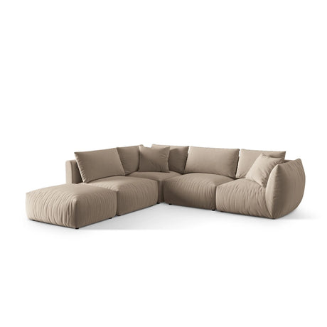 Chris 6-Sitzer Ecksofa offen, Links, in Leinenoptik aus Samt oder Strukturstoff, 295x290 cm – Bild 3
