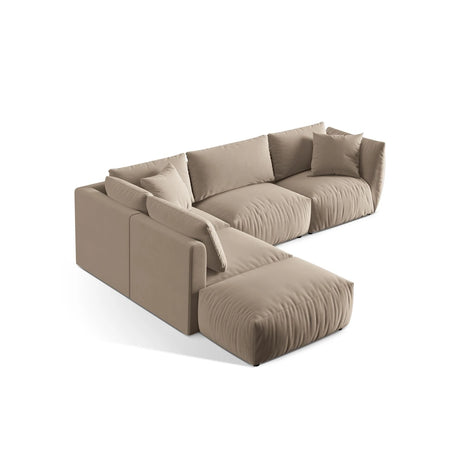 Chris 6-Sitzer Ecksofa offen, Links, in Leinenoptik aus Samt oder Strukturstoff, 295x290 cm – Bild 4