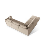 Chris 6-Sitzer Ecksofa offen, Links, in Leinenoptik aus Samt oder Strukturstoff, 295x290 cm – Bild 5