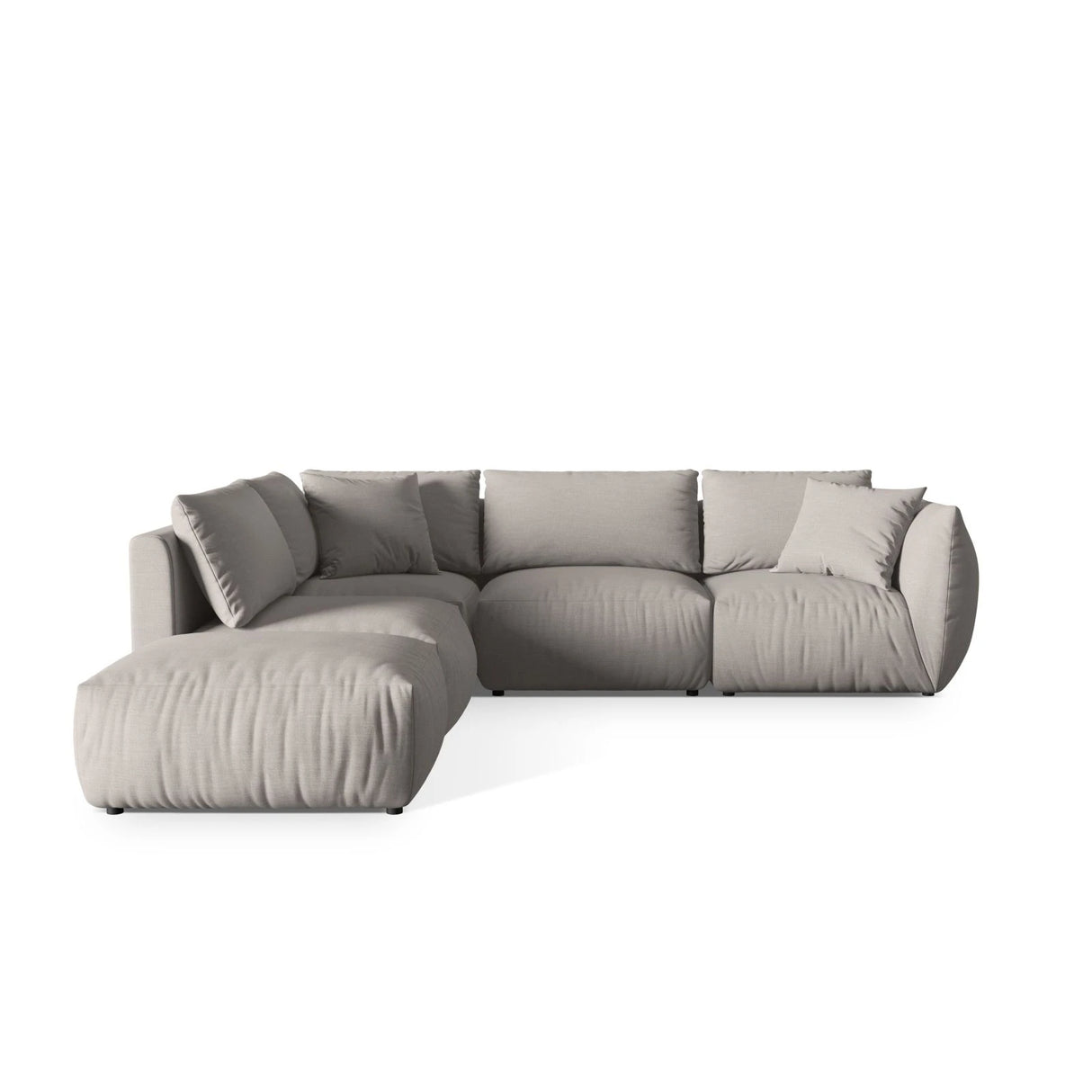 Chris 6-Sitzer Ecksofa offen, Links, in Leinenoptik aus Strukturierter Stoff (LIN04) in Natural, 295x290 cm – Bild 1