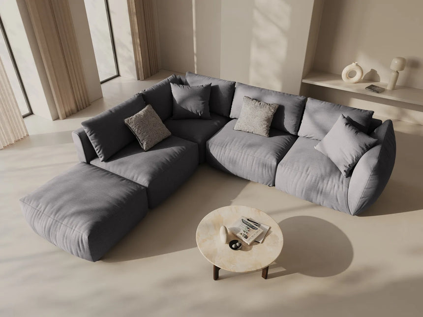 Chris 6-Sitzer Ecksofa offen, Links, in Leinenoptik aus Strukturierter Stoff (LIN32) in Sand, 295x290 cm – Bild 2