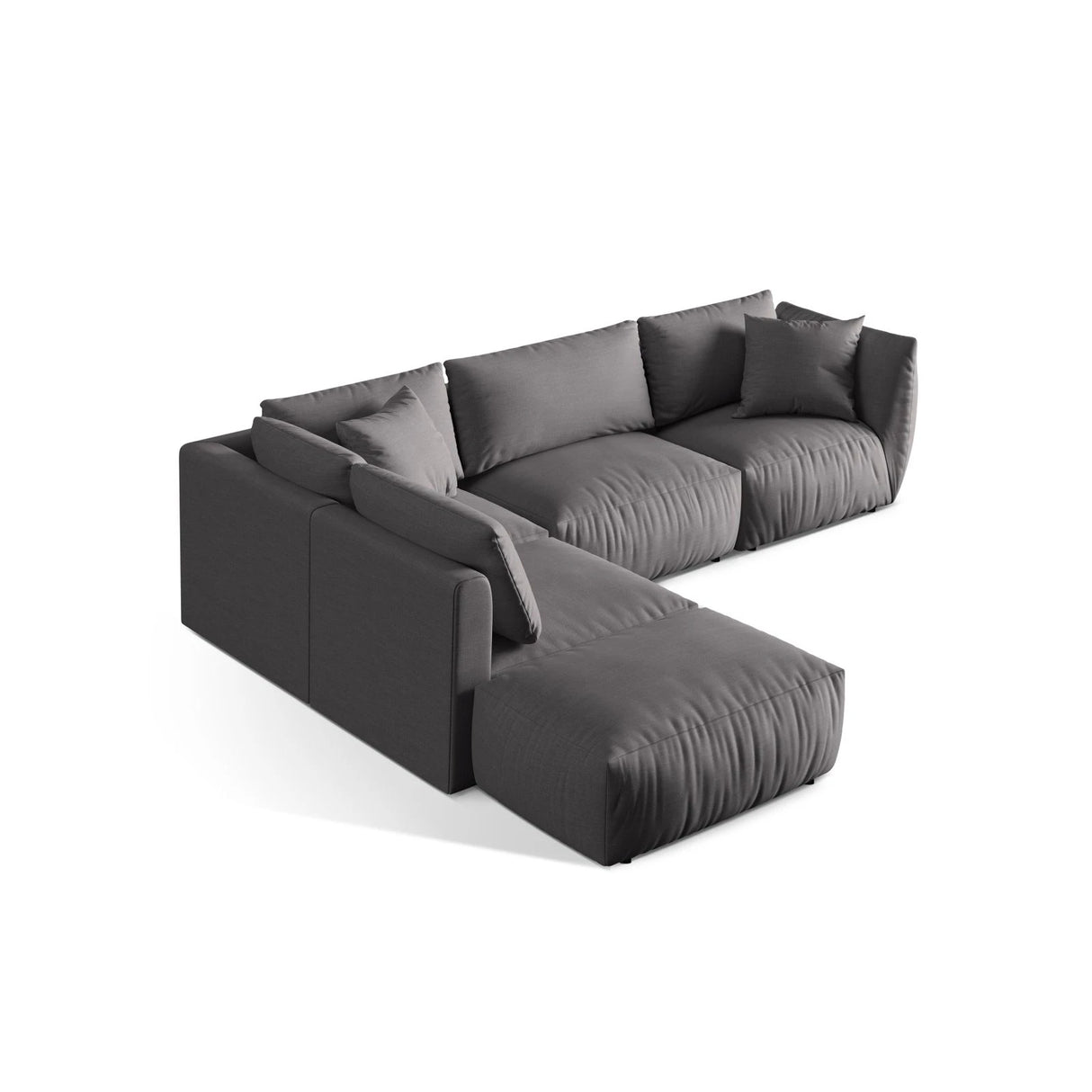 Chris 6-Sitzer Ecksofa offen, Links, in Leinenoptik aus Strukturierter Stoff (LIN32) in Sand, 295x290 cm – Bild 5