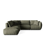 Chris 6-Sitzer Ecksofa offen, Links, in Leinenoptik aus Strukturierter Stoff (LIN81) in Muted Blue, 295x290 cm – Bild 1