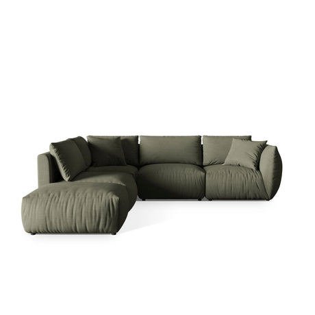 Chris 6-Sitzer Ecksofa offen, Links, in Leinenoptik aus Strukturierter Stoff (LIN81) in Muted Blue, 295x290 cm – Bild 1