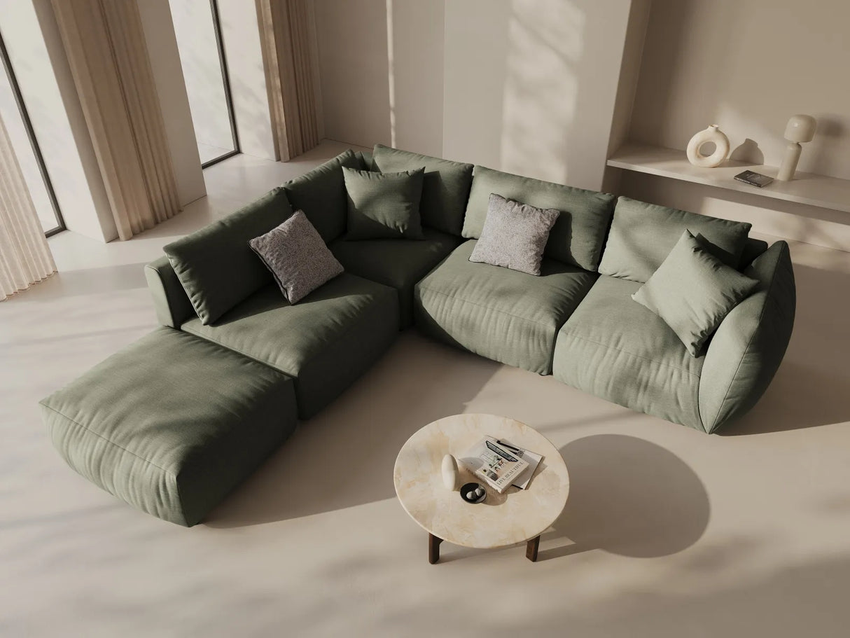 Chris 6-Sitzer Ecksofa offen, Links, in Leinenoptik aus Strukturierter Stoff (LIN81) in Muted Blue, 295x290 cm – Bild 2