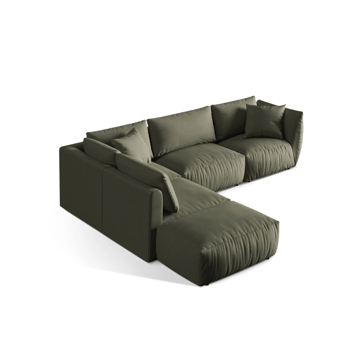 Chris 6-Sitzer Ecksofa offen, Links, in Leinenoptik aus Strukturierter Stoff (LIN81) in Muted Blue, 295x290 cm – Bild 5