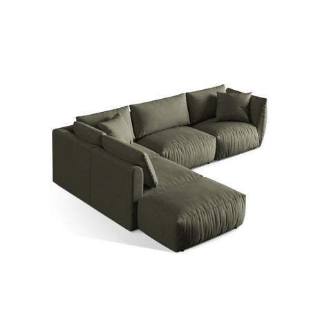 Chris 6-Sitzer Ecksofa offen, Links, in Leinenoptik aus Strukturierter Stoff (LIN81) in Muted Blue, 295x290 cm – Bild 5