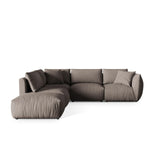 Chris 6-Sitzer Ecksofa offen, Links, in Leinenoptik aus Strukturierter Stoff (LINS07) in Concrete, 295x290 cm – Bild 1