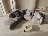 Chris 6-Sitzer Ecksofa offen, Links, in Leinenoptik aus Strukturierter Stoff (LINS07) in Concrete, 295x290 cm – Bild 2