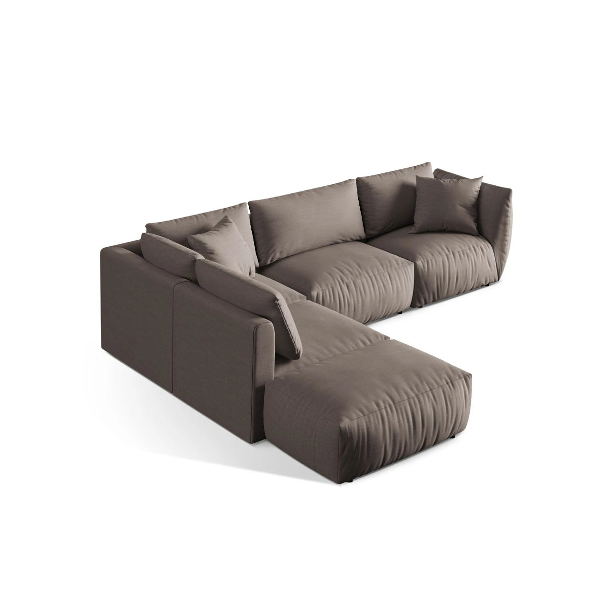 Chris 6-Sitzer Ecksofa offen, Links, in Leinenoptik aus Strukturierter Stoff (LINS07) in Concrete, 295x290 cm – Bild 5
