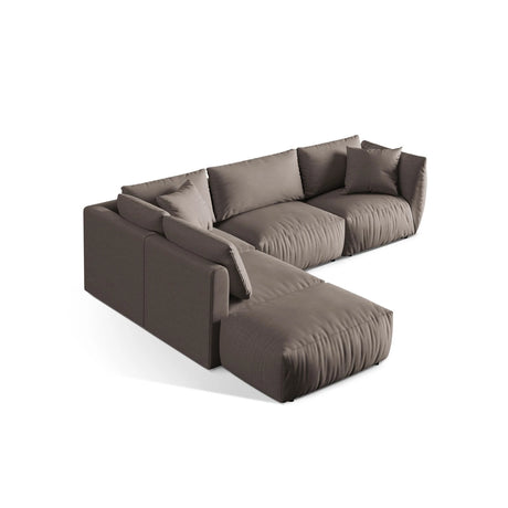 Chris 6-Sitzer Ecksofa offen, Links, in Leinenoptik aus Strukturierter Stoff (LINS07) in Concrete, 295x290 cm – Bild 5