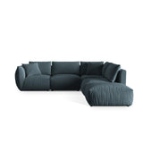 Chris 6-Sitzer Ecksofa offen, Rechts, in Leinenoptik aus Samt (CasDaBl) in Pastel Blue, 295x290 cm – Bild 1