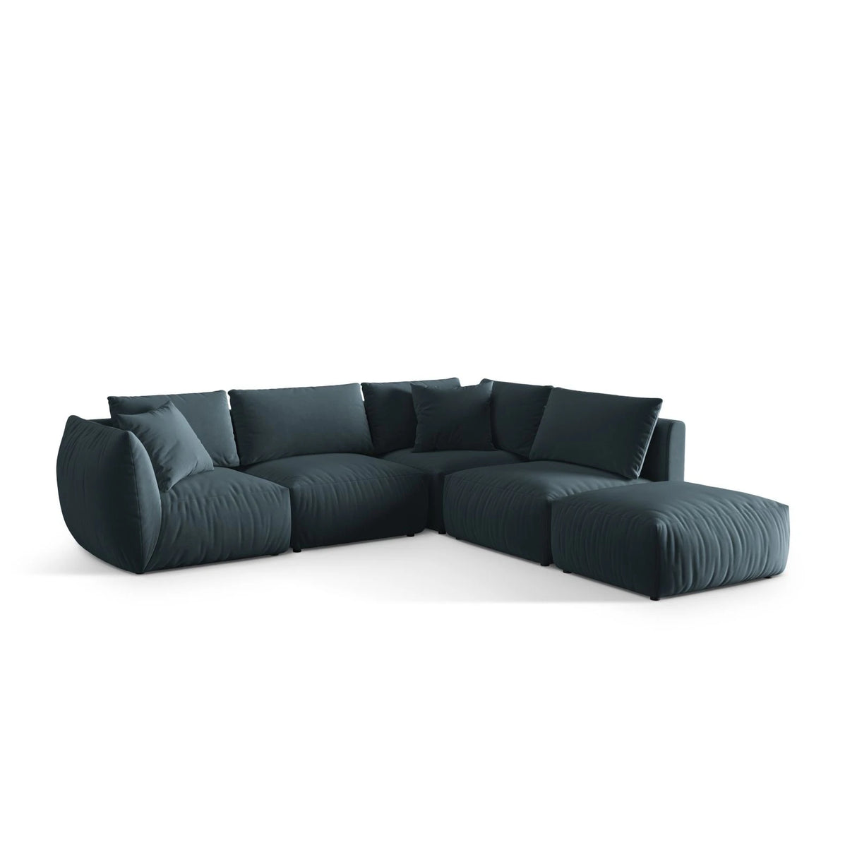 Chris 6-Sitzer Ecksofa offen, Rechts, in Leinenoptik aus Samt (CasDaBl) in Pastel Blue, 295x290 cm – Bild 4
