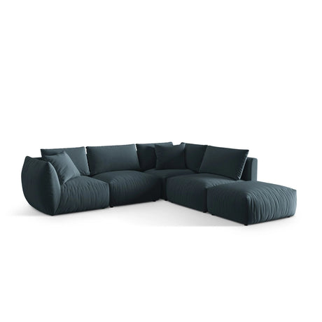 Chris 6-Sitzer Ecksofa offen, Rechts, in Leinenoptik aus Samt (CasDaBl) in Pastel Blue, 295x290 cm – Bild 4