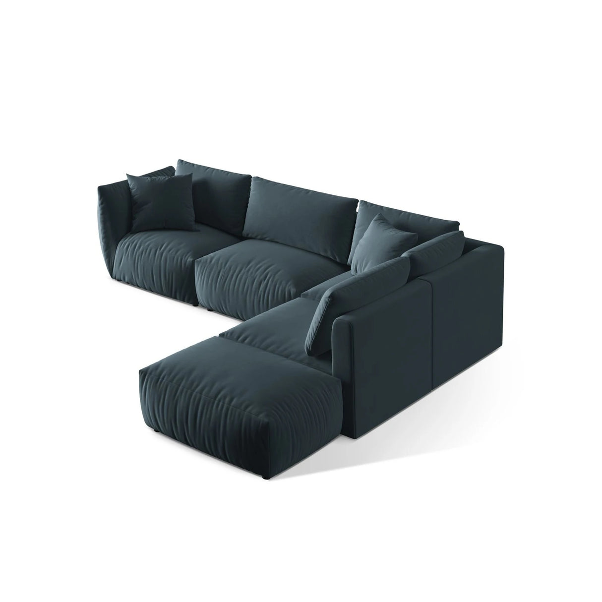 Chris 6-Sitzer Ecksofa offen, Rechts, in Leinenoptik aus Samt (CasDaBl) in Pastel Blue, 295x290 cm – Bild 5