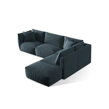 Chris 6-Sitzer Ecksofa offen, Rechts, in Leinenoptik aus Samt (CasDaBl) in Pastel Blue, 295x290 cm – Bild 5