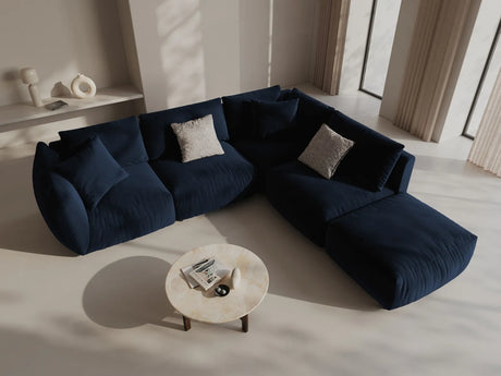 Chris 6-Sitzer Ecksofa offen, Rechts, in Leinenoptik aus Samt (CasDeBl) in Königsblau, 295x290 cm – Bild 2