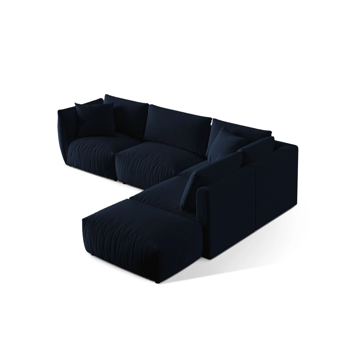 Chris 6-Sitzer Ecksofa offen, Rechts, in Leinenoptik aus Samt (CasDeBl) in Königsblau, 295x290 cm – Bild 5