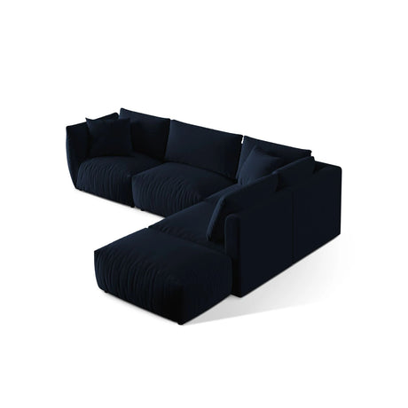 Chris 6-Sitzer Ecksofa offen, Rechts, in Leinenoptik aus Samt (CasDeBl) in Königsblau, 295x290 cm – Bild 5