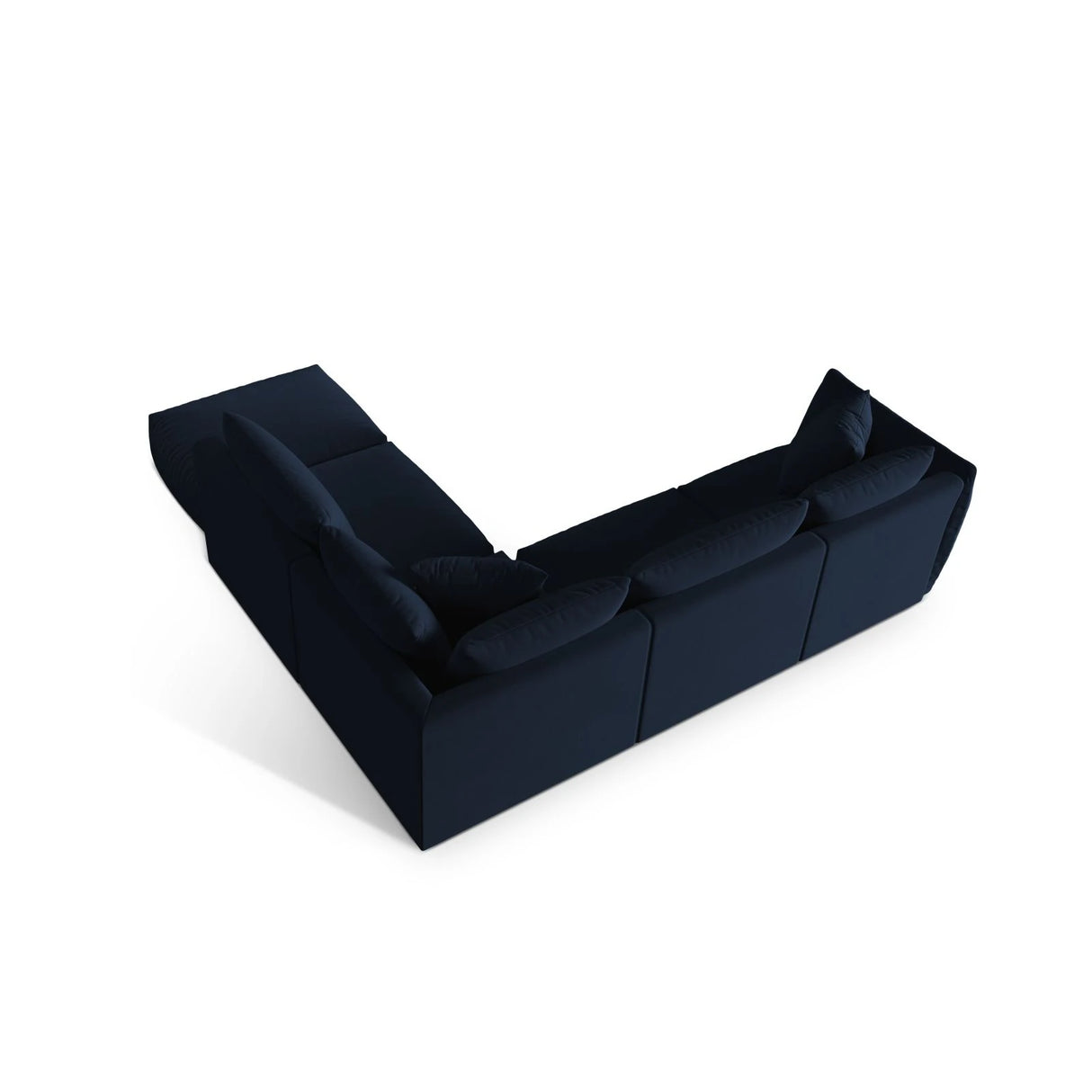 Chris 6-Sitzer Ecksofa offen, Rechts, in Leinenoptik aus Samt (CasDeBl) in Königsblau, 295x290 cm – Bild 6