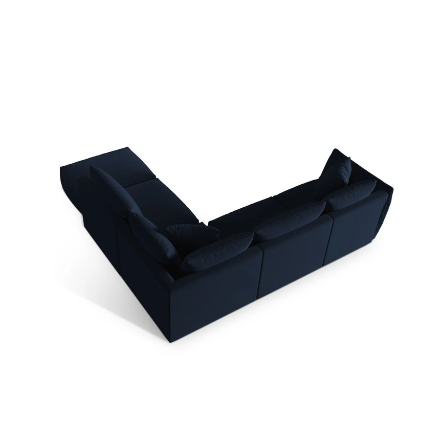 Chris 6-Sitzer Ecksofa offen, Rechts, in Leinenoptik aus Samt (CasDeBl) in Königsblau, 295x290 cm – Bild 6