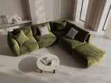 Chris 6-Sitzer Ecksofa offen, Rechts, in Leinenoptik aus Samt (CasFor) in Light Green, 295x290 cm – Bild 2
