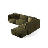 Chris 6-Sitzer Ecksofa offen, Rechts, in Leinenoptik aus Samt (CasFor) in Light Green, 295x290 cm – Bild 5