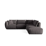 Chris 6-Sitzer Ecksofa offen, Rechts, in Leinenoptik aus Samt (CasGraph) in Dunkelgrau, 295x290 cm – Bild 1