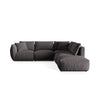 Chris 6-Sitzer Ecksofa offen, Rechts, in Leinenoptik aus Samt (CasGraph) in Dunkelgrau, 295x290 cm – Bild 1