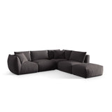 Chris 6-Sitzer Ecksofa offen, Rechts, in Leinenoptik aus Samt (CasGraph) in Dunkelgrau, 295x290 cm – Bild 4