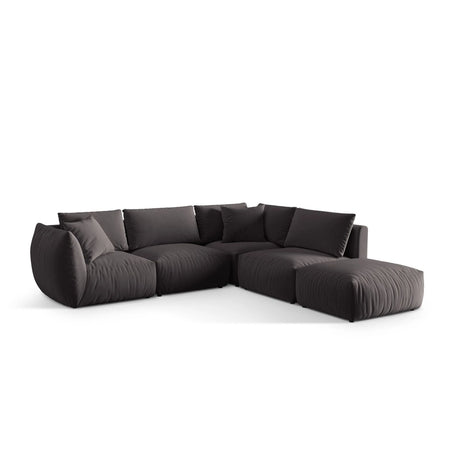 Chris 6-Sitzer Ecksofa offen, Rechts, in Leinenoptik aus Samt (CasGraph) in Dunkelgrau, 295x290 cm – Bild 4