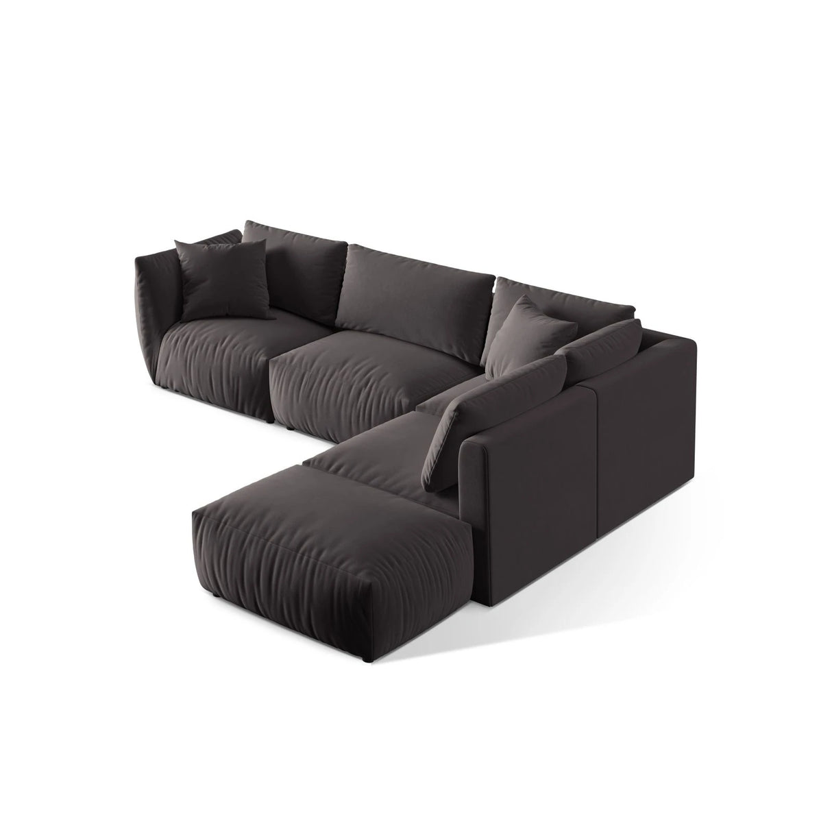Chris 6-Sitzer Ecksofa offen, Rechts, in Leinenoptik aus Samt (CasGraph) in Dunkelgrau, 295x290 cm – Bild 5