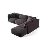 Chris 6-Sitzer Ecksofa offen, Rechts, in Leinenoptik aus Samt (CasGraph) in Dunkelgrau, 295x290 cm – Bild 5