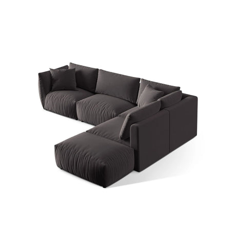 Chris 6-Sitzer Ecksofa offen, Rechts, in Leinenoptik aus Samt (CasGraph) in Dunkelgrau, 295x290 cm – Bild 5