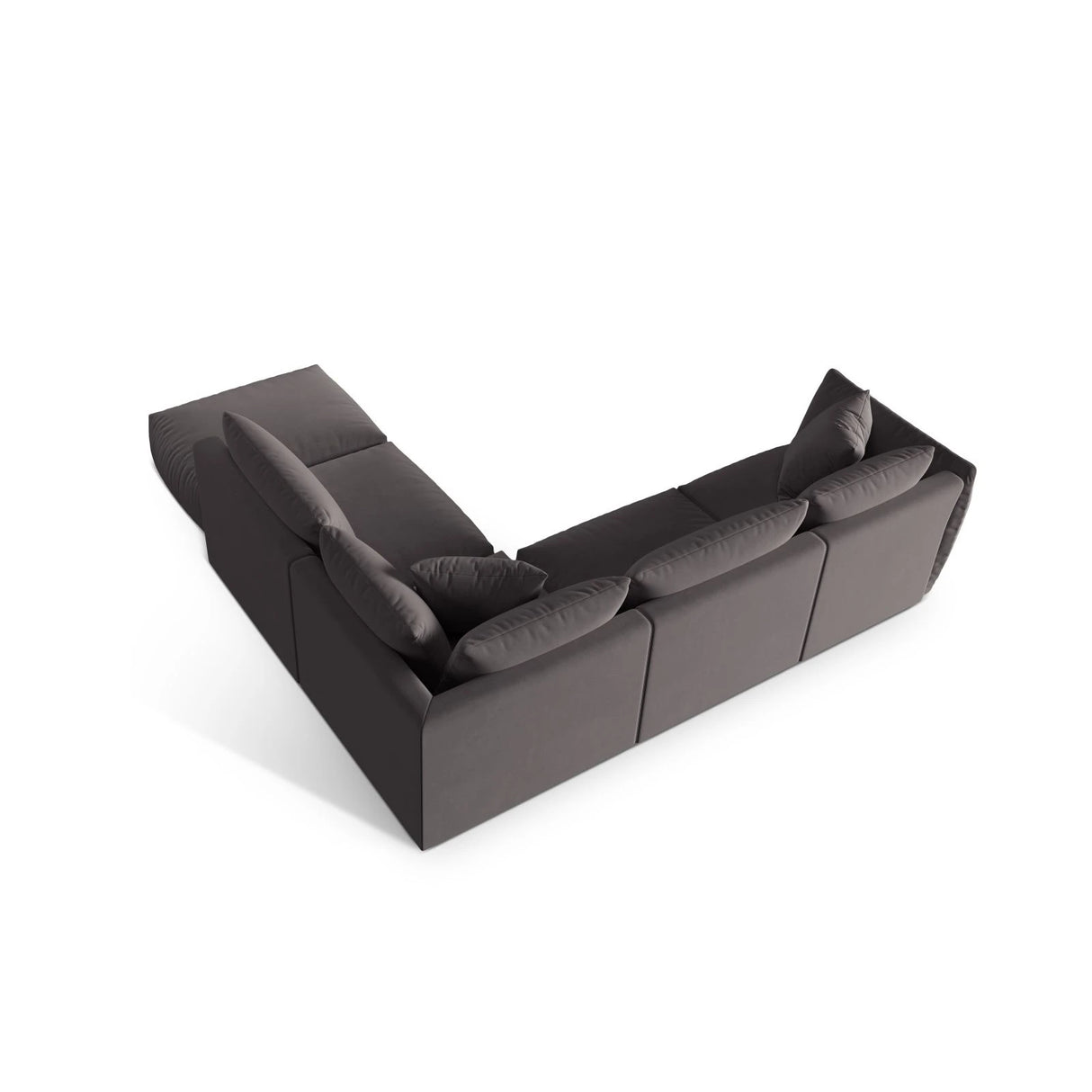 Chris 6-Sitzer Ecksofa offen, Rechts, in Leinenoptik aus Samt (CasGraph) in Dunkelgrau, 295x290 cm – Bild 6